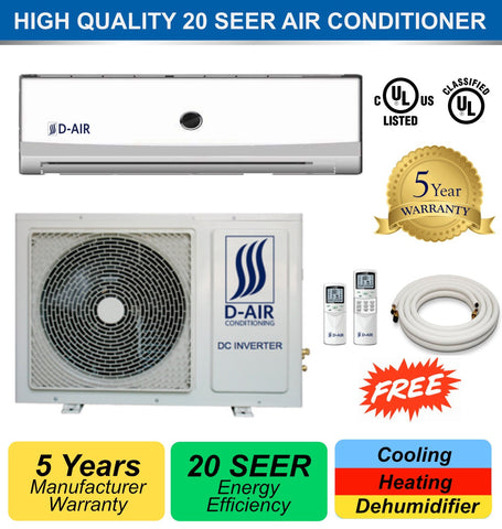 DUCTLESS MINI SPLIT A/C 18000 BTU 20 SEER DA-18HP220 (With Installation in Orange County, California) - d-airconditioning